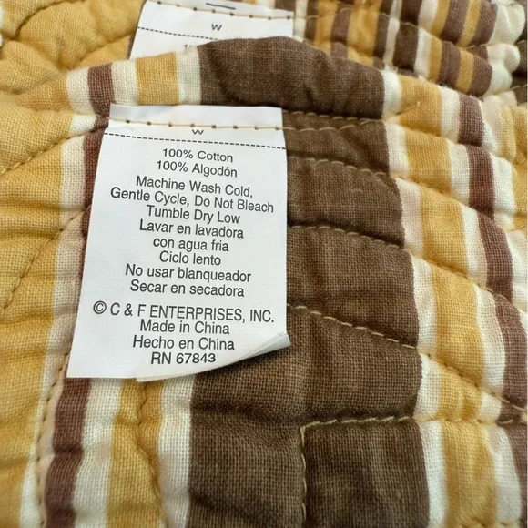 C & F Home Quilted Yellow & Brown Floral  Stripe Reversible Placemats Set Of 4 - Picture 4 of 10